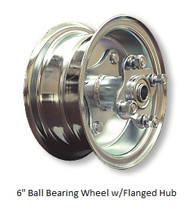 6" steel split rim ball bearing wheel with flanged hub for go karts